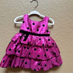 Holiday Editions Fuchsia and Black Polka Dot Dress